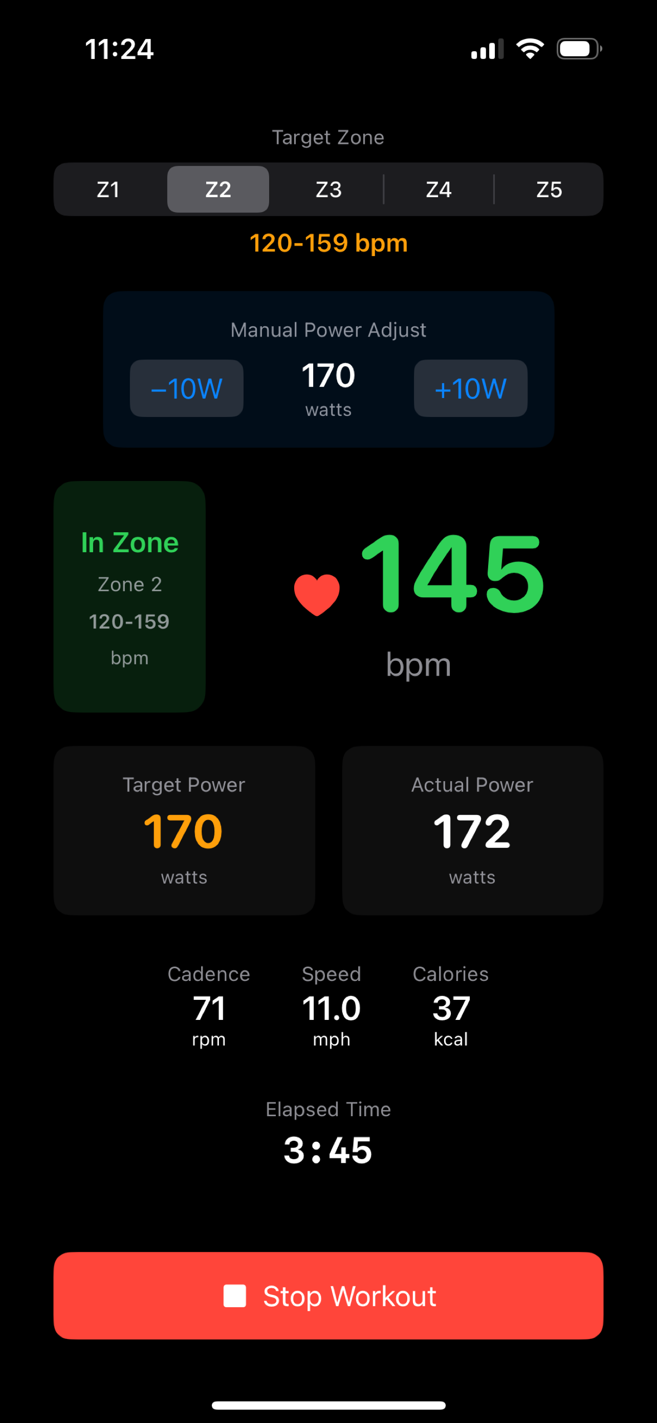 Heart rate zone workout